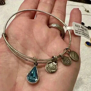 Alex and Ani Swarovski Crystal Emerald Teardrop Bangle Bracelet Birth Month May